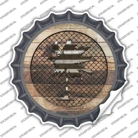 Palm Tree on Wood Novelty Bottle Cap Sticker Decal