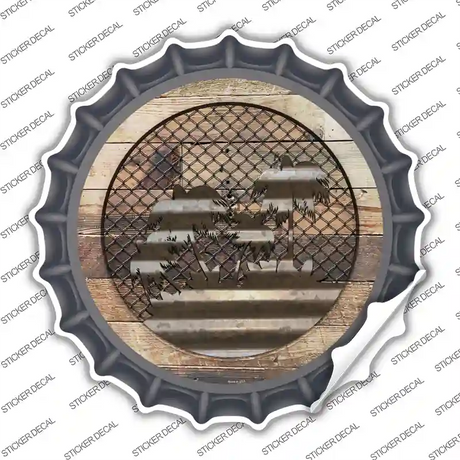 Palm Trees on Wood Novelty Bottle Cap Sticker Decal