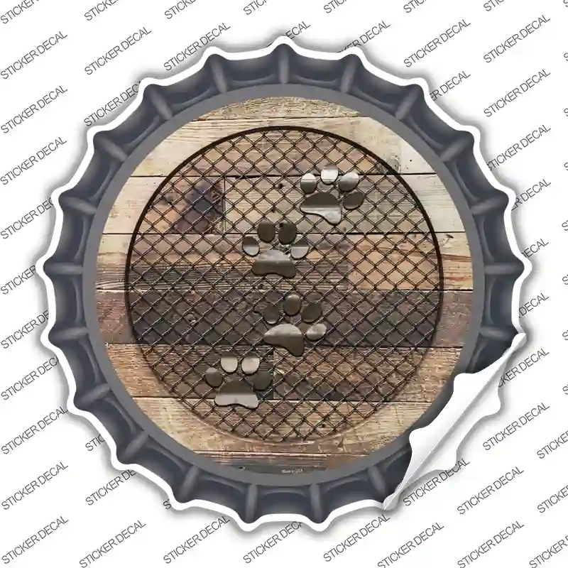Dog Paws on Wood Novelty Bottle Cap Sticker Decal