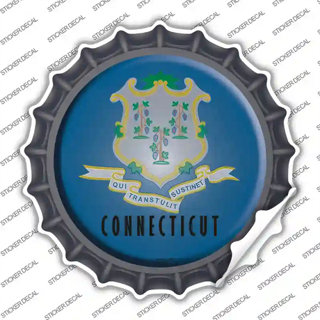 Connecticut State Flag Novelty Bottle Cap Sticker Decal Small