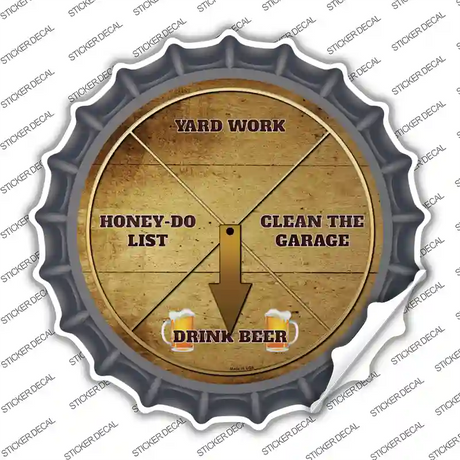 Drink Beer Novelty Bottle Cap Sticker Decal Small