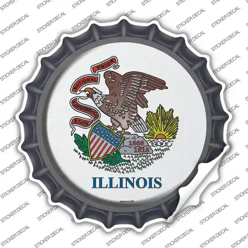 Illinois State Flag Novelty Bottle Cap Sticker Decal Small