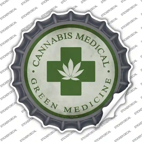 Cannabis Medicine Novelty Bottle Cap Sticker Decal Small