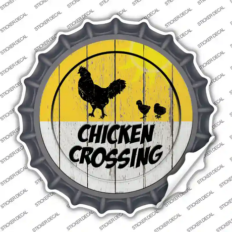 Chicken Crossing Novelty Bottle Cap Sticker Decal Small