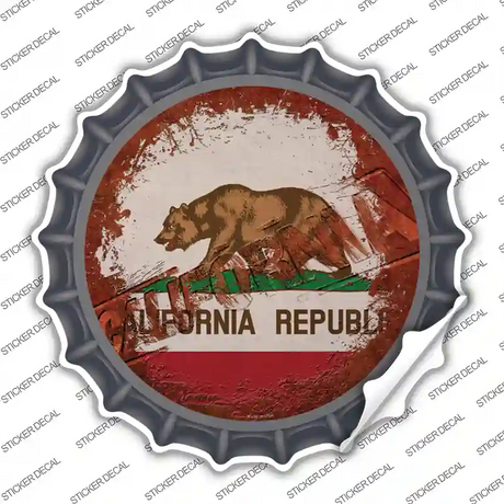 California Rusty Stamped Novelty Bottle Cap Sticker Decal Small