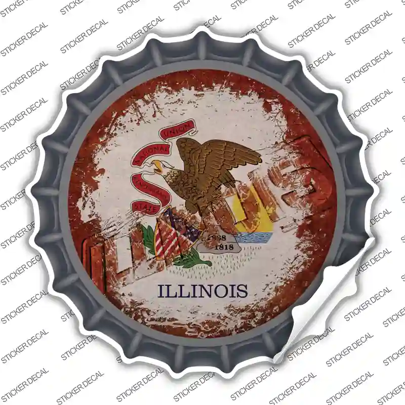 Illinois Rusty Stamped Novelty Bottle Cap Sticker Decal Small