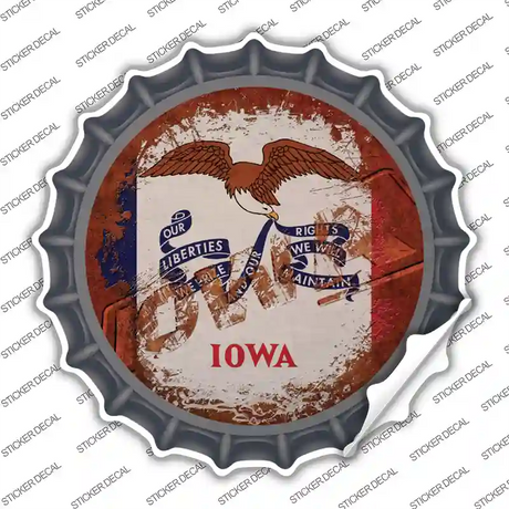 Iowa Rusty Stamped Novelty Bottle Cap Sticker Decal Small