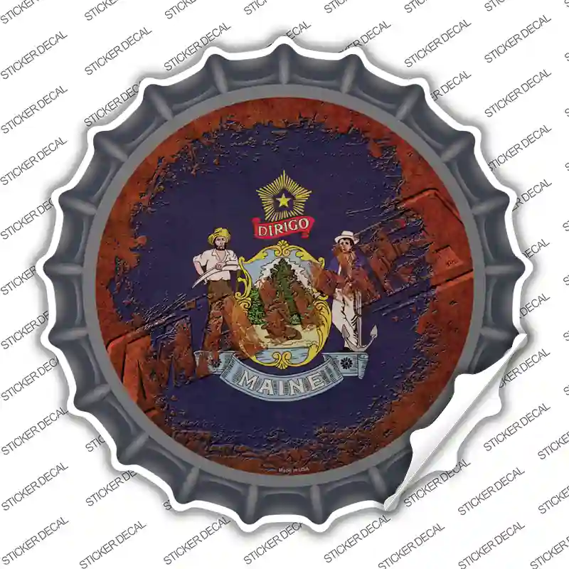 Maine Rusty Stamped Novelty Bottle Cap Sticker Decal Small