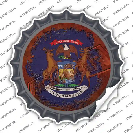 Michigan Rusty Stamped Novelty Bottle Cap Sticker Decal Small