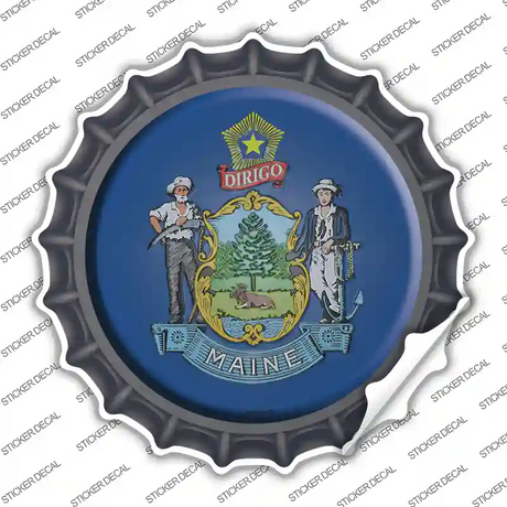 Maine State Flag Novelty Bottle Cap Sticker Decal Small