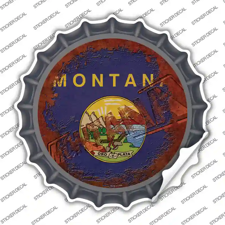 Montana Rusty Stamped Novelty Bottle Cap Sticker Decal Small