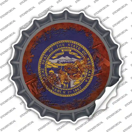 Nebraska Rusty Stamped Novelty Bottle Cap Sticker Decal Small