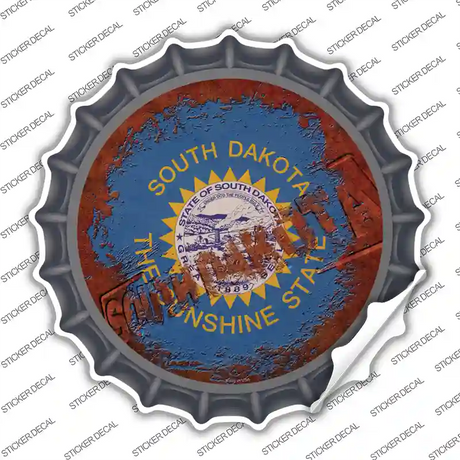 South Dakota Rusty Stamped Novelty Bottle Cap Sticker Decal Small