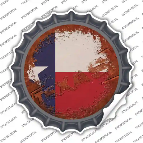 Texas Rusty Stamped Novelty Bottle Cap Sticker Decal Small