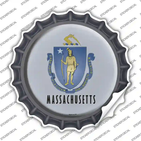 Massachusetts State Flag Novelty Bottle Cap Sticker Decal Small