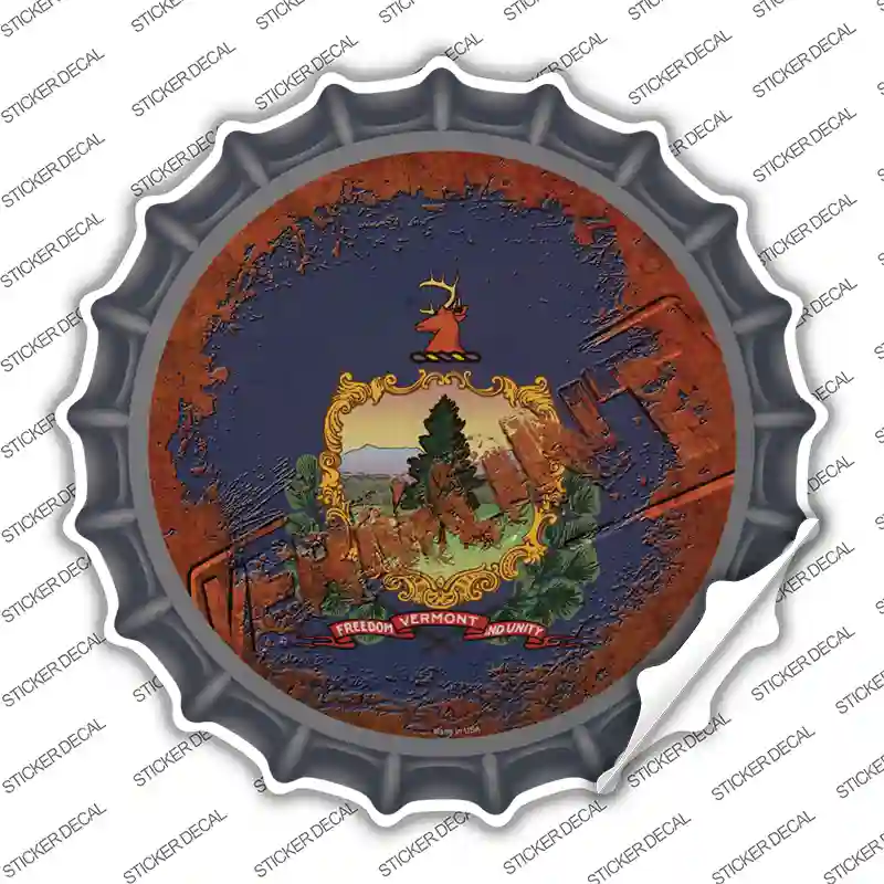 Vermont Rusty Stamped Novelty Bottle Cap Sticker Decal Small