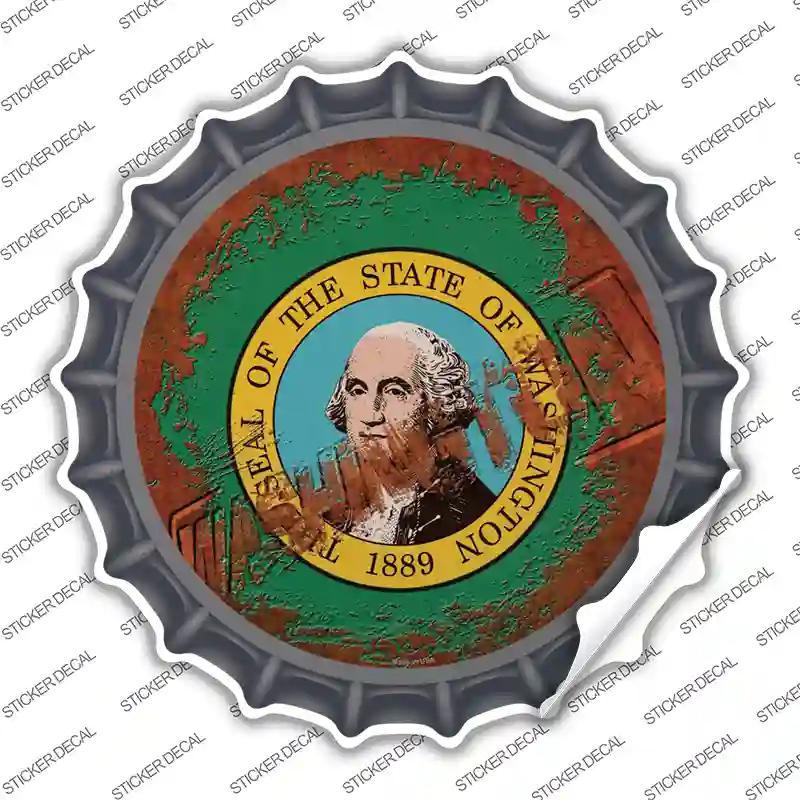Washington Rusty Stamped Novelty Bottle Cap Sticker Decal