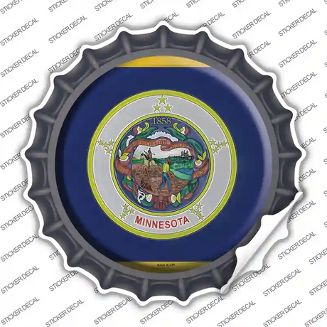 Minnesota State Flag Novelty Bottle Cap Sticker Decal Small