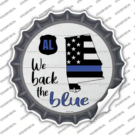 Alabama Back The Blue Novelty Bottle Cap Sticker Decal Small