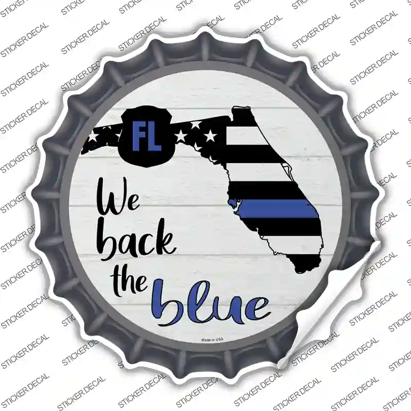 Florida Back The Blue Novelty Bottle Cap Sticker Decal Small