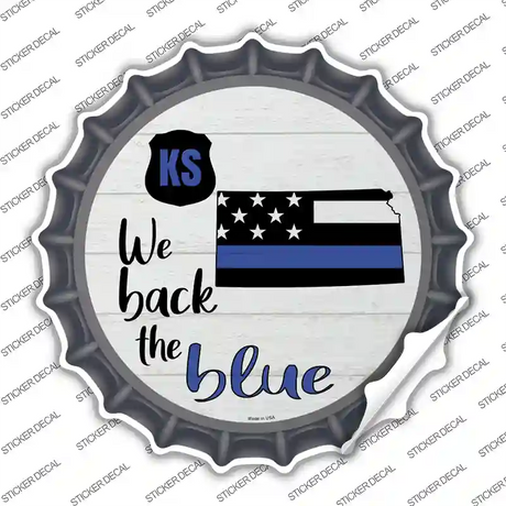 Kansas Back The Blue Novelty Bottle Cap Sticker Decal Small