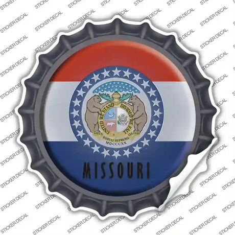 Missouri State Flag Novelty Bottle Cap Sticker Decal Small