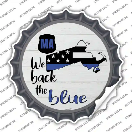 Massachusetts Back The Blue Novelty Bottle Cap Sticker Decal Small