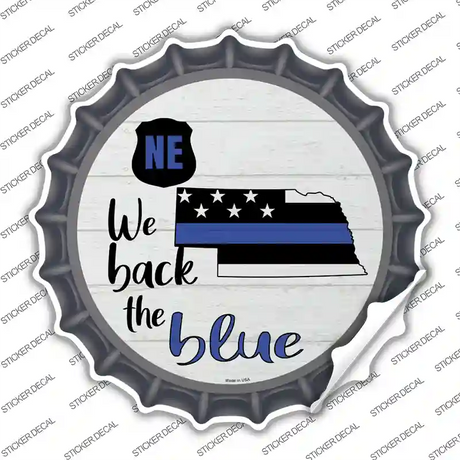 Nebraska Back The Blue Novelty Bottle Cap Sticker Decal Small