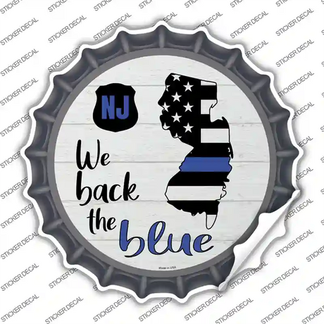 New Jersey Back The Blue Novelty Bottle Cap Sticker Decal Small