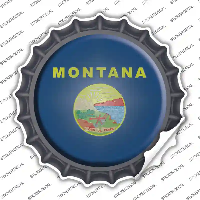 Montana State Flag Novelty Bottle Cap Sticker Decal Small