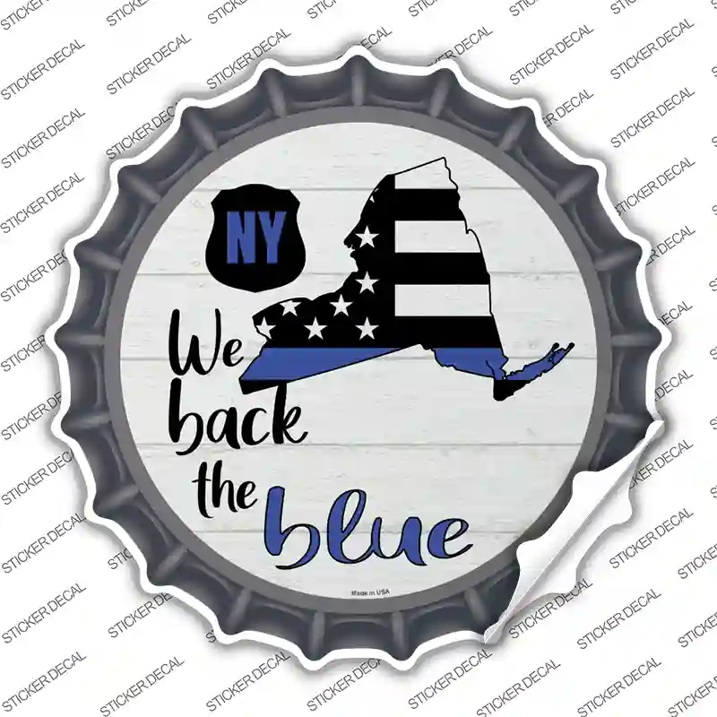 New York Back The Blue Novelty Bottle Cap Sticker Decal Small