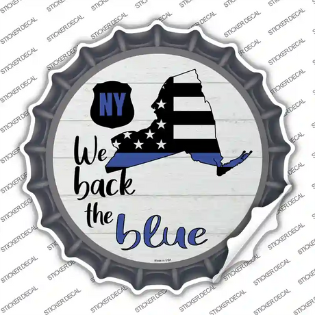 New York Back The Blue Novelty Bottle Cap Sticker Decal Small