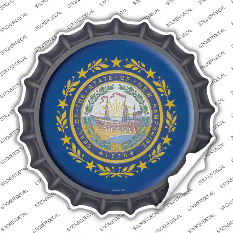 New Hampshire State Flag Novelty Bottle Cap Sticker Decal Small