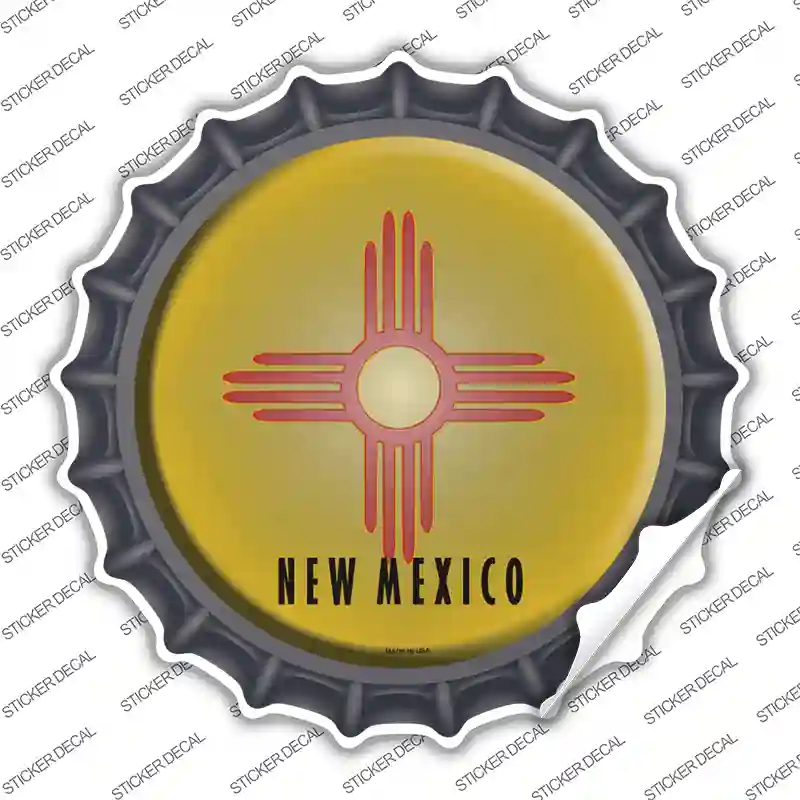 New Mexico State Flag Novelty Bottle Cap Sticker Decal Small