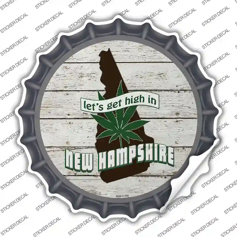 Lets Get High In New Hampshire Novelty Bottle Cap Sticker Decal Small