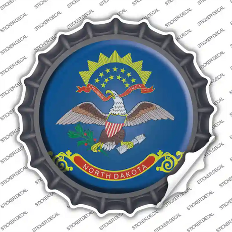 North Dakota State Flag Novelty Bottle Cap Sticker Decal Small