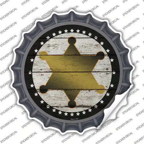 Sheriff Star Novelty Bottle Cap Sticker Decal Small