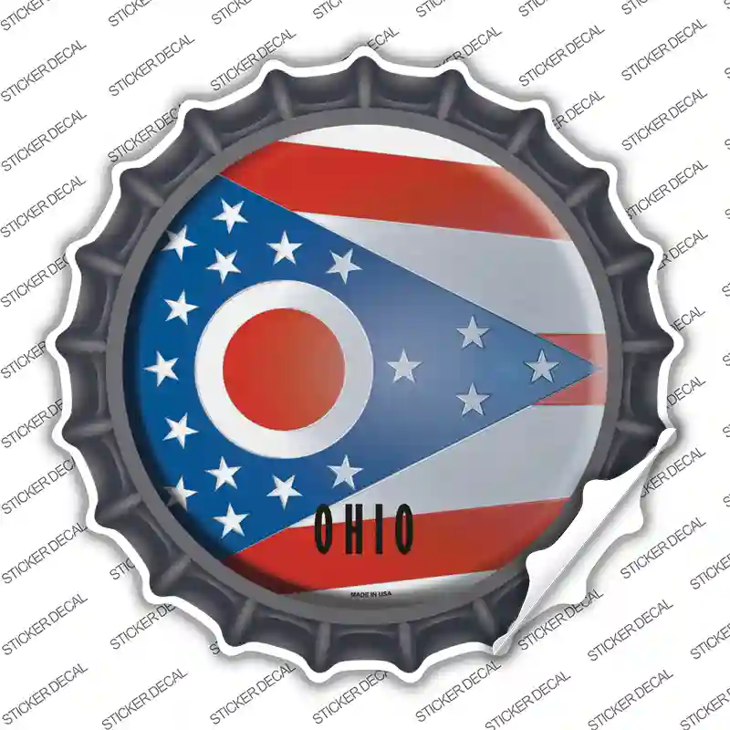 Ohio State Flag Novelty Bottle Cap Sticker Decal Small