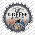 Sip Coffee And Pet Cat Novelty Bottle Cap Sticker Decal Small