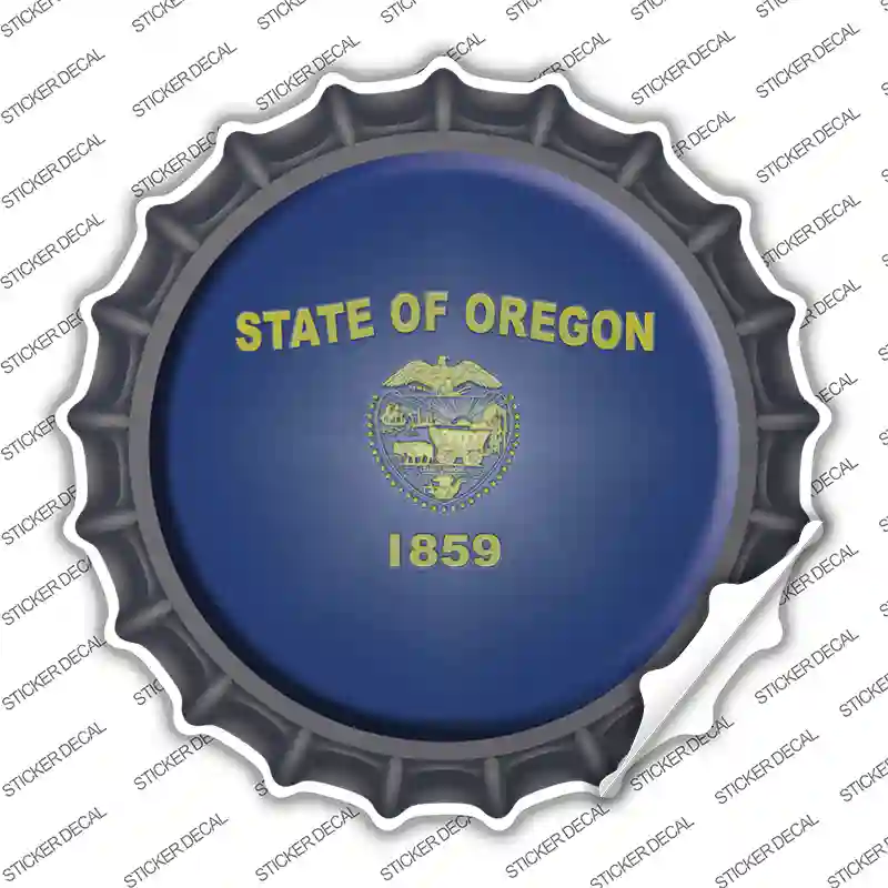 Oregon State Flag Novelty Bottle Cap Sticker Decal Small