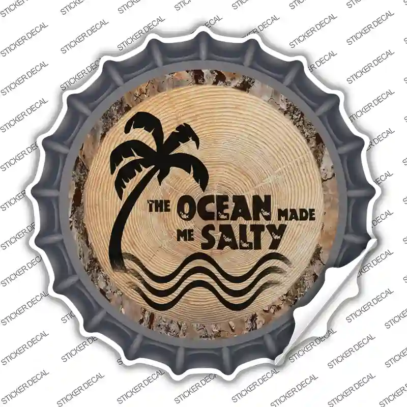 Ocean Made Me Salty Novelty Bottle Cap Sticker Decal
