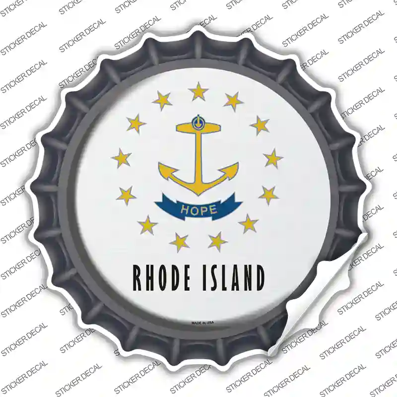 Rhode Island State Flag Novelty Bottle Cap Sticker Decal Small