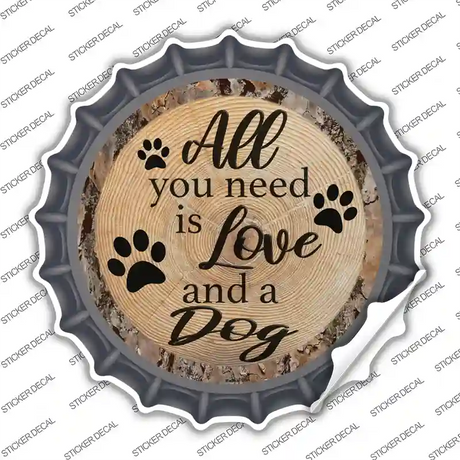 Love and a Dog Novelty Bottle Cap Sticker Decal Small