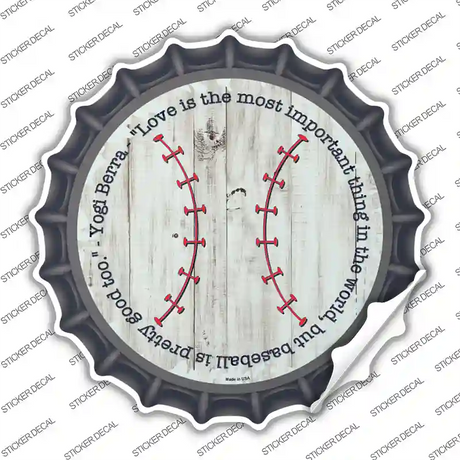 Love and Baseball Novelty Bottle Cap Sticker Decal Small