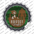 Bigfoot Hunter Silhouette Novelty Bottle Cap Sticker Decal Small