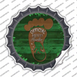 Bigfoot Hunter Footprint Novelty Bottle Cap Sticker Decal Small