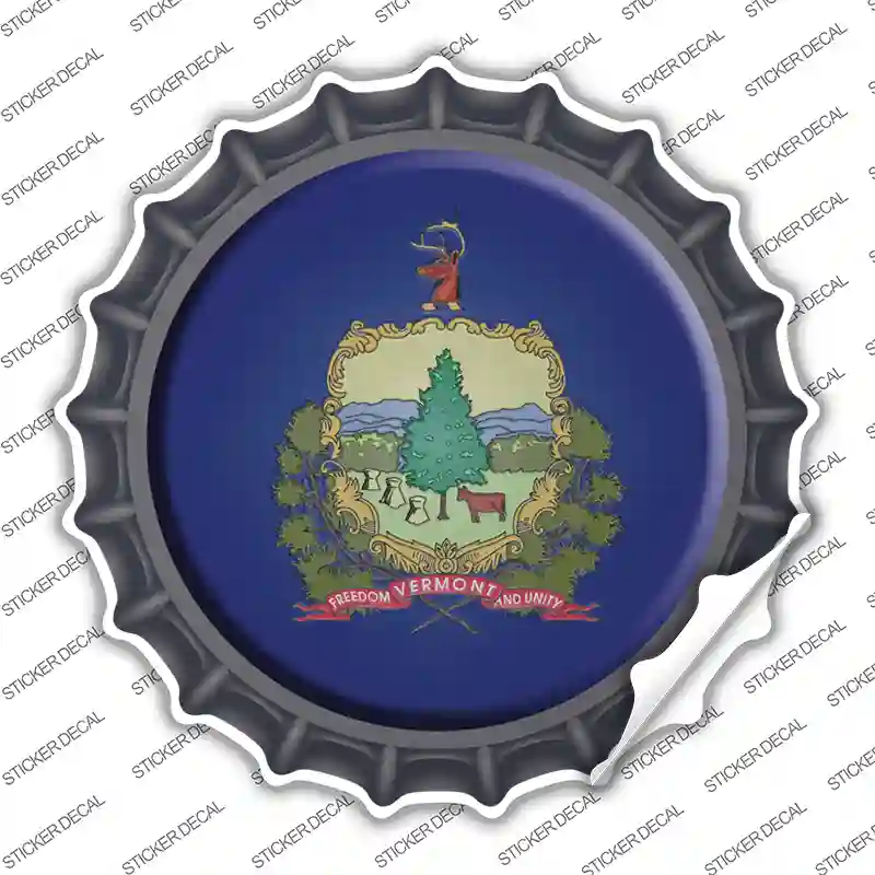 Vermont State Flag Novelty Bottle Cap Sticker Decal Small