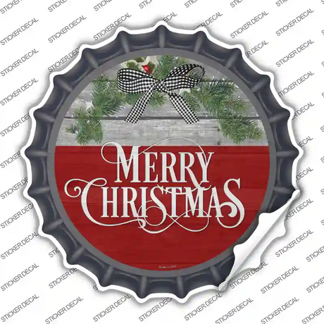 Merry Christmas Wreath Novelty Bottle Cap Sticker Decal Small