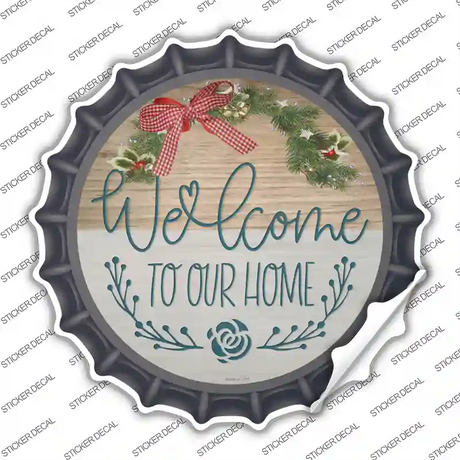 Our Home Wreath Novelty Bottle Cap Sticker Decal Small