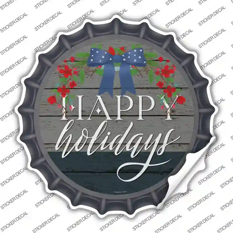 Happy Holidays Bow Novelty Bottle Cap Sticker Decal Small